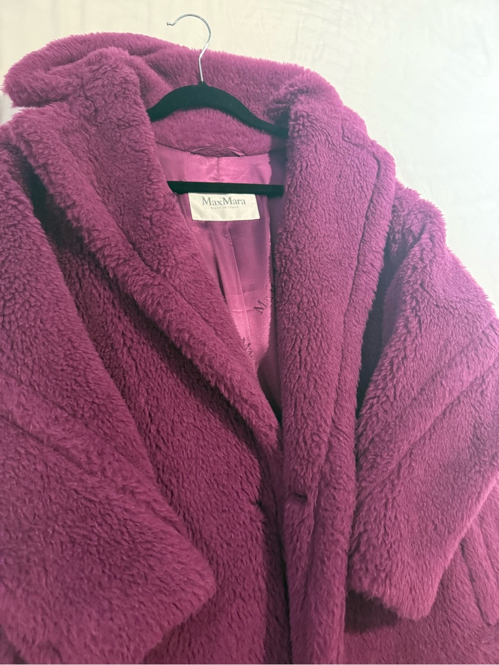 MaxMara Plush Teddy Coat in Raspberry - Picture 3 of 8